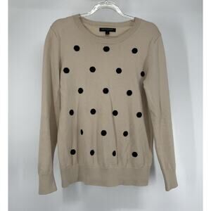 Banana Republic Polka Dot Sweater S Beige Crewneck Knit Preppy Everyday Basic